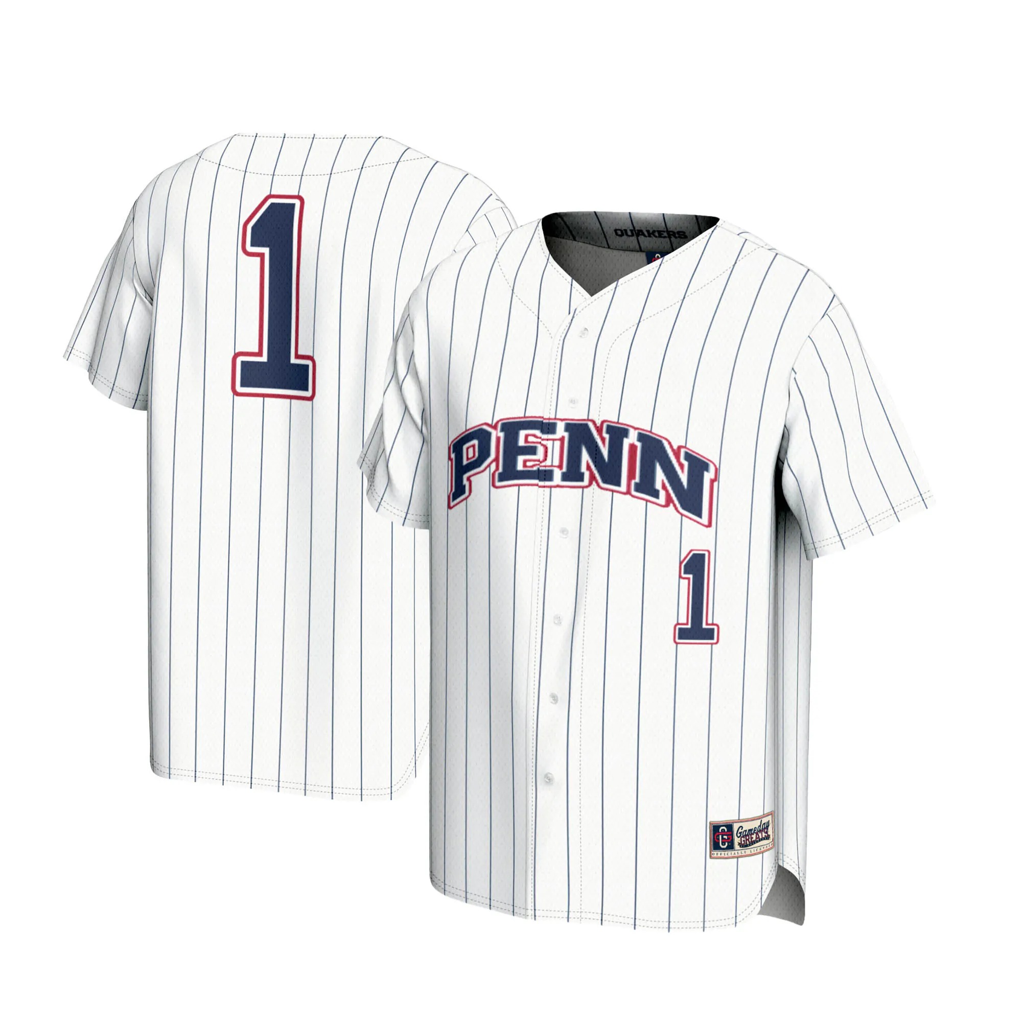 Hunk Wear - #1 Pennsylvania Quakers GameDay Greats Lightweight Baseball Jersey - White