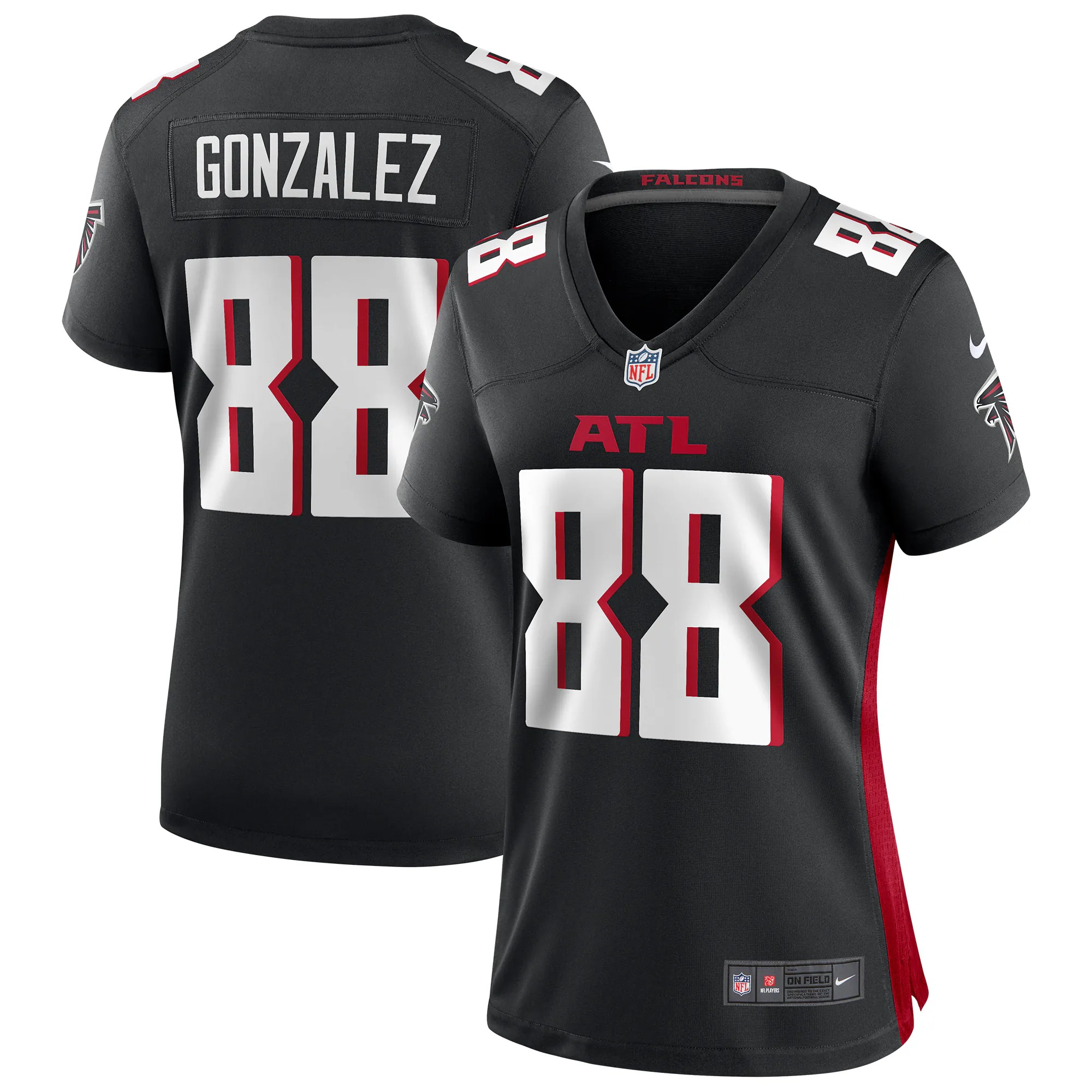 Hunk Wear - Tony Gonzalez Atlanta Falcons Nike Women's Game Retired Player Jersey - Black