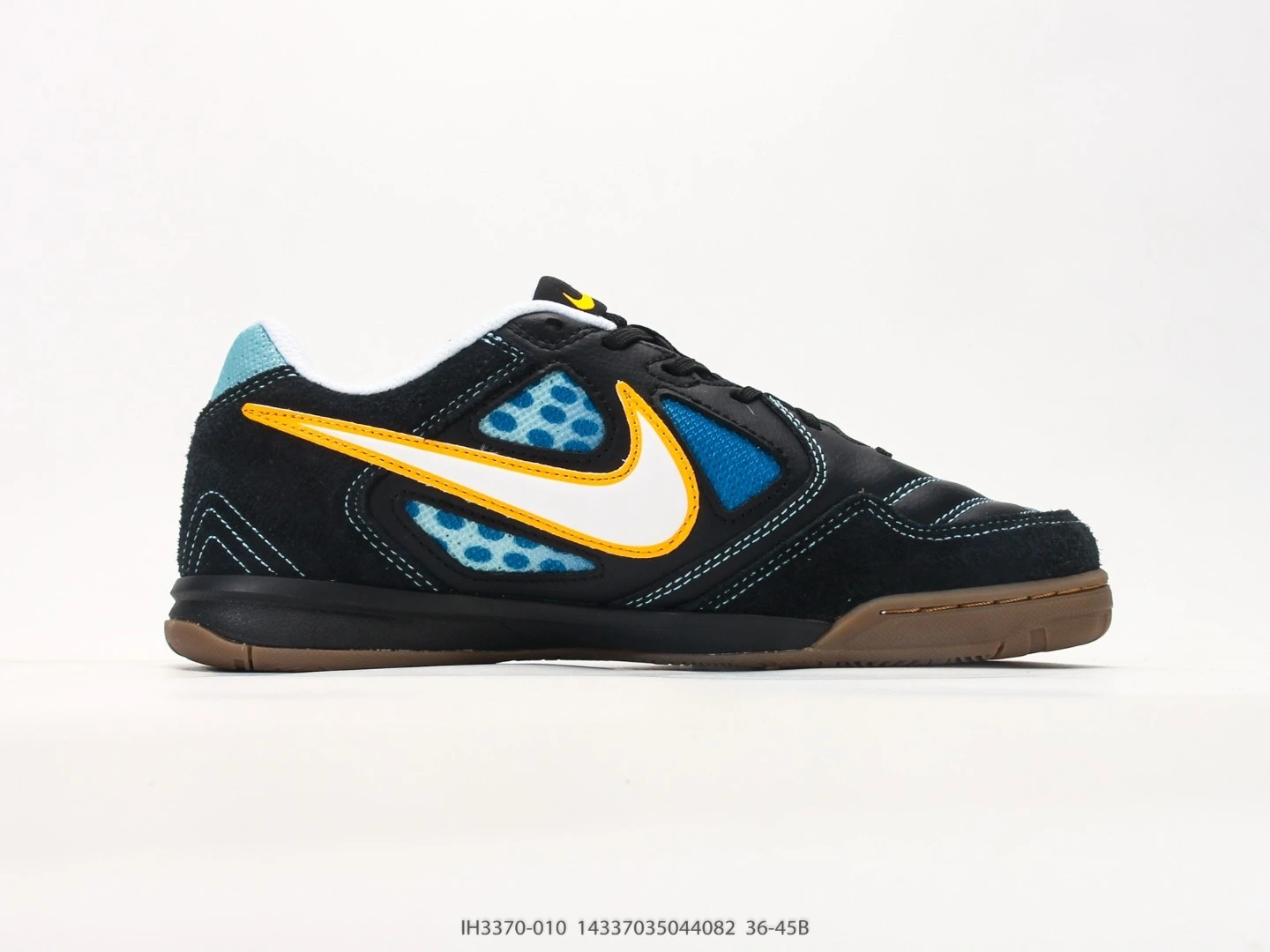 Nike Indoor Soccer Shoes Black Blue White Swoosh IH3370-010