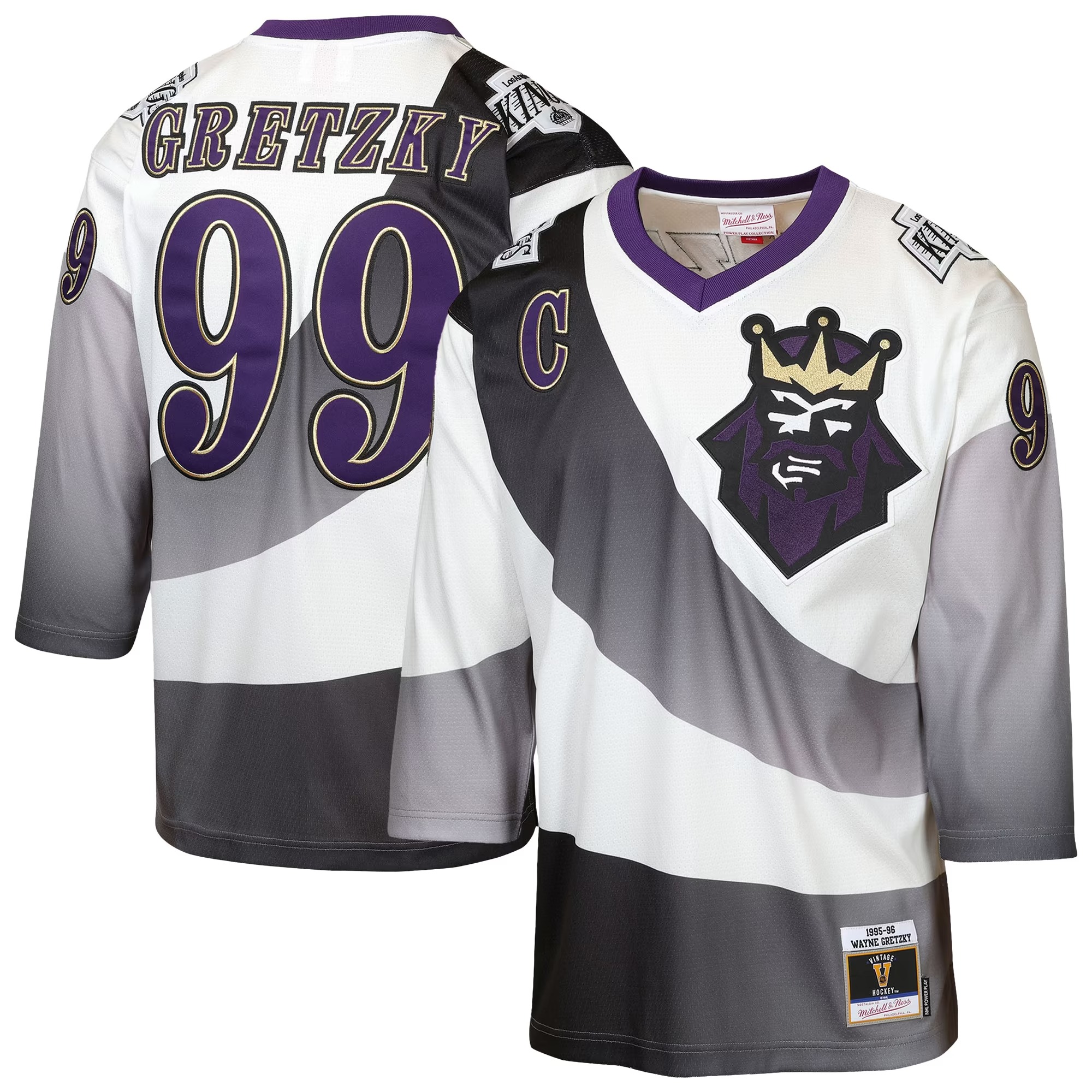 Hunk Wear - Wayne Gretzky Los Angeles Kings Mitchell & Ness Youth 1995_96 Power Play Throwback Alternate Player Jersey with Captain Patch - White