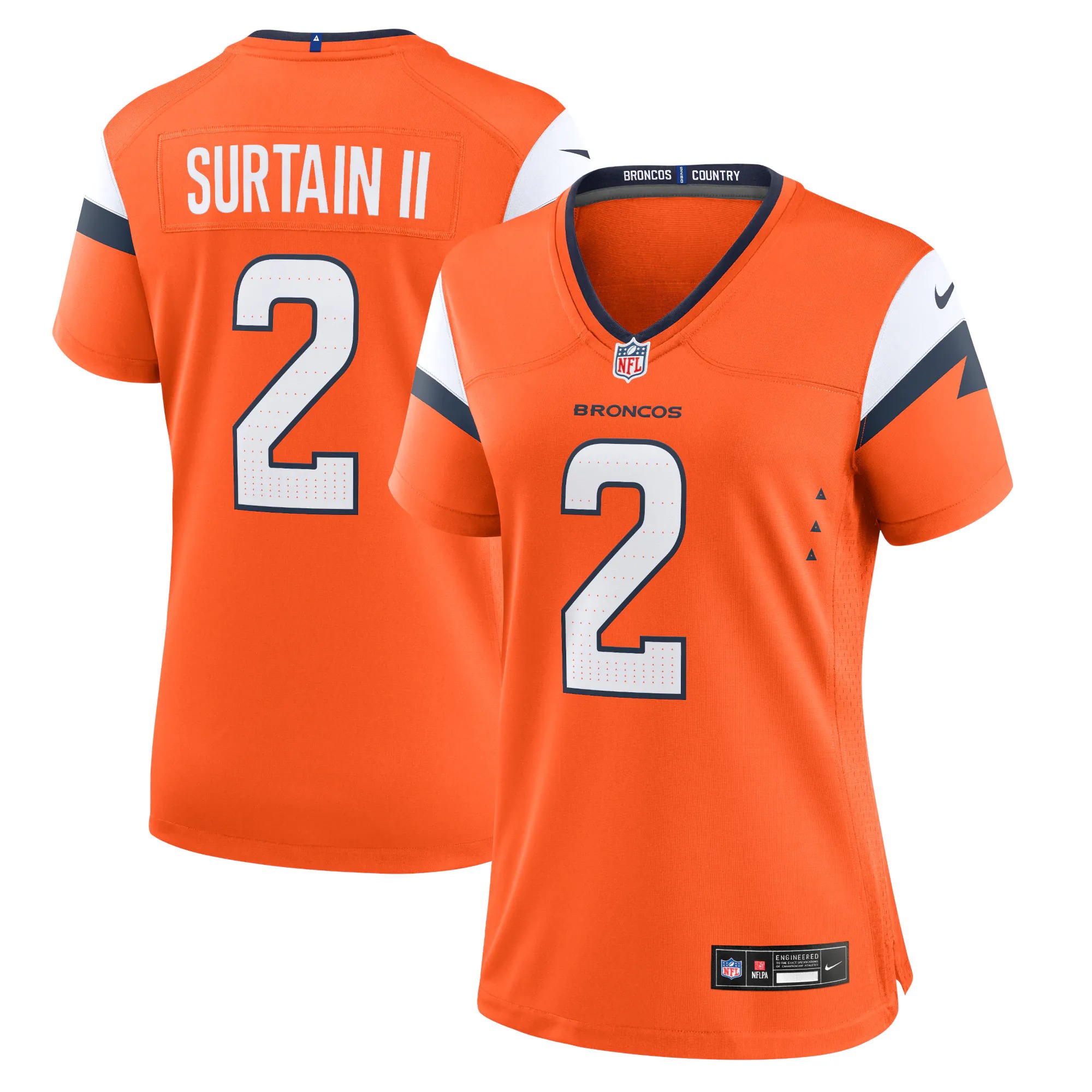 Hunk Wear - Patrick Surtain II Denver Broncos Nike Women's Team Game Jersey - Orange