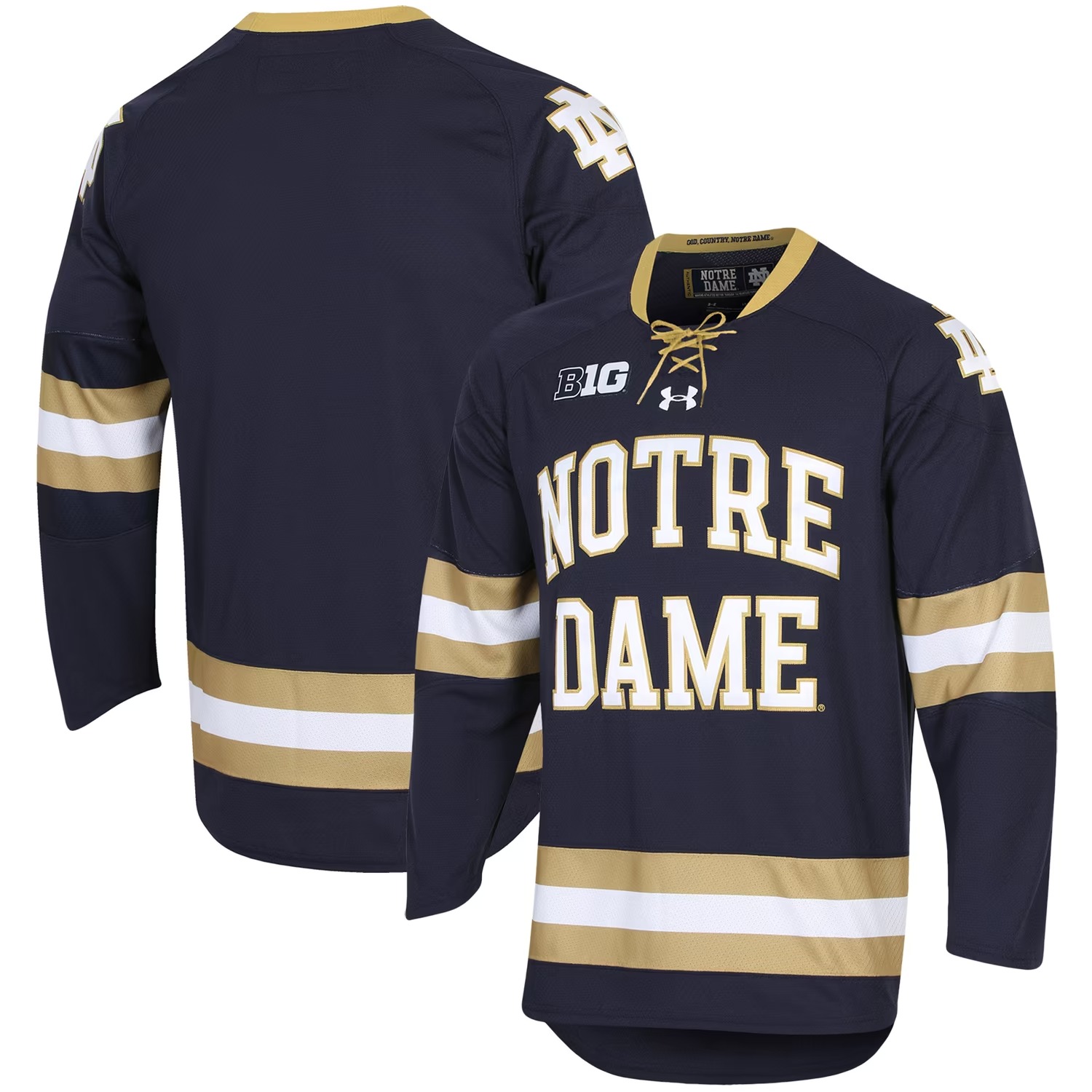 Hunk Wear - Notre Dame Fighting Irish Under Armour UA Replica Hockey Jersey - Navy