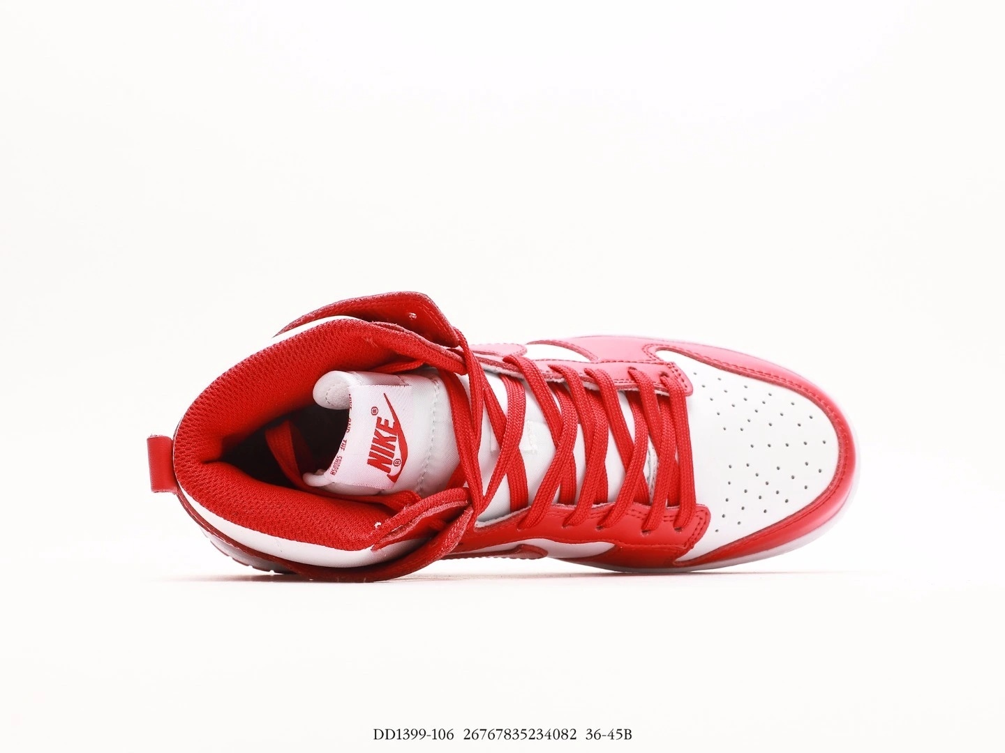 Nike Dunk High Top Sneakers Red White Leather DD1399-106