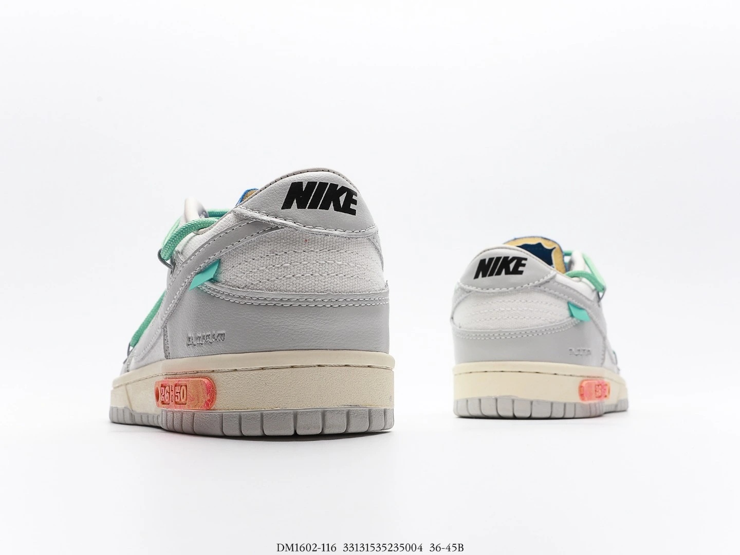 Nike Dunk Low Off-White Grey Canvas Sneakers DM1602-116