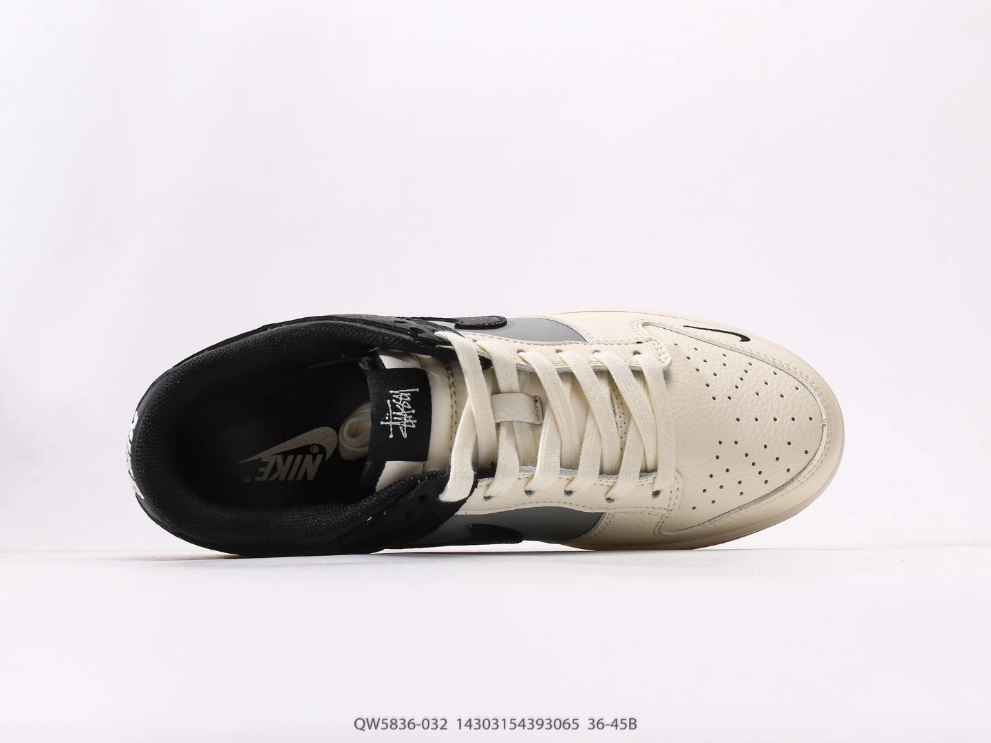 Nike Dunk Low Stussy Sneakers White Black Grey Gum Sole QW5836-032