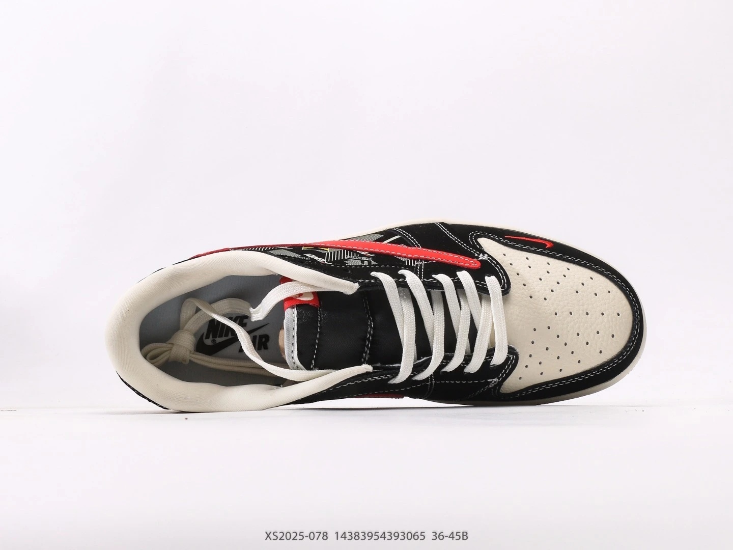 Nike Low Top Sneakers Black White Red Pattern XS2025-078