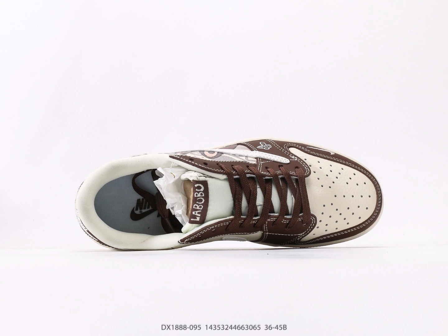 Nike Labubu Sneakers Brown White Cartoon Print Leather Low Top DX1888-095