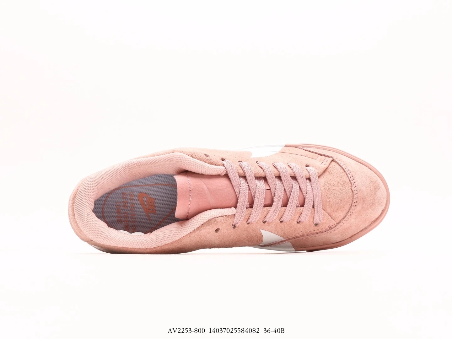 Nike Suede Low Top Sneakers Pink Suede White Swoosh AV2253