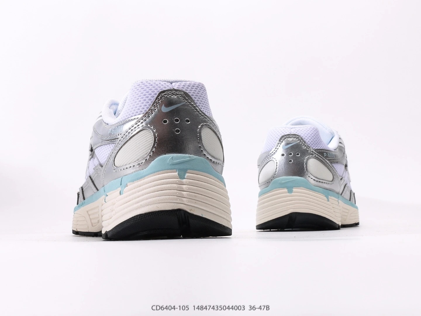 Nike P-6000 White Silver Mesh Athletic Shoes CD6404-105