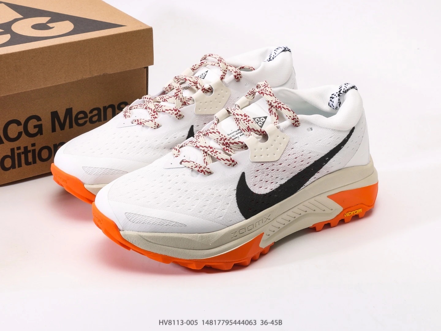 Nike Trail Running Shoes White Orange Black Swoosh HV8113