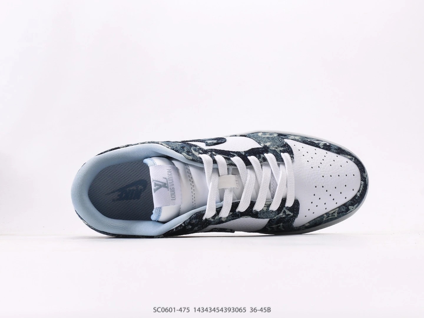 Nike Dunk Low Denim Monogram Sneakers White Blue SC0601-475