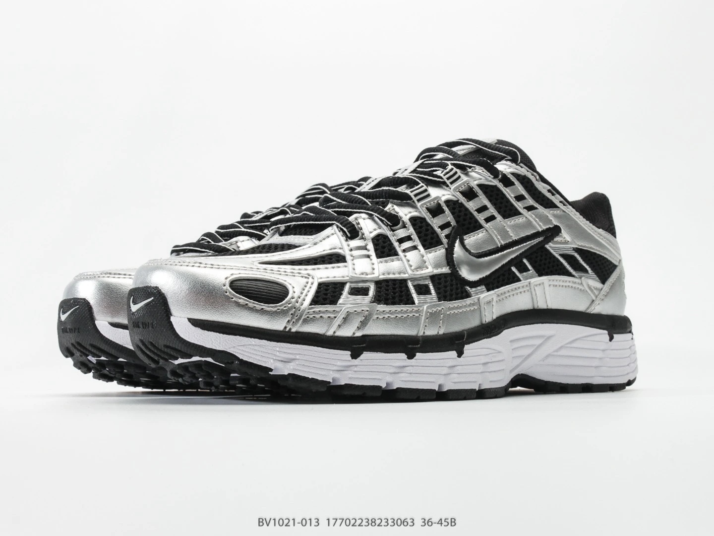 Nike P-6000 Silver Black Mesh Sneakers BV1021-013
