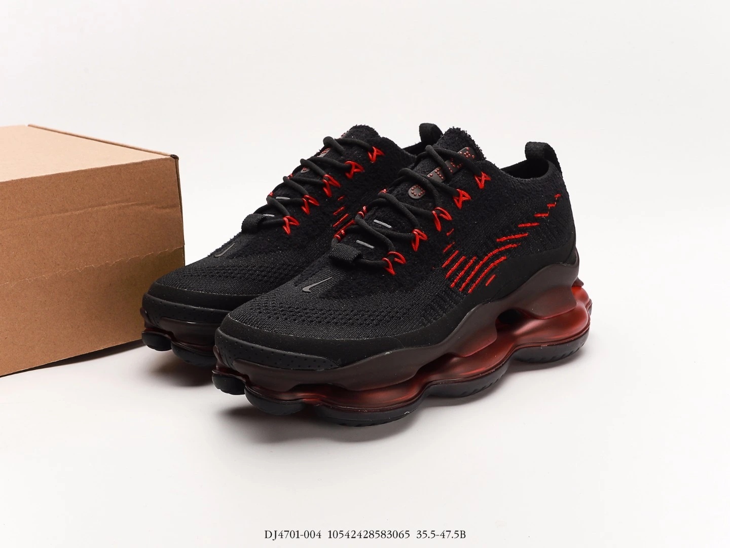 Nike Men’s Black Knit Running Shoes with Red Accents DJ4701-004