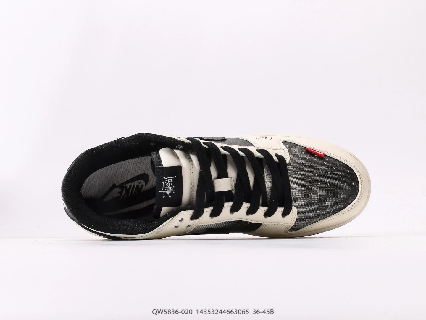 Nike Dunk Low White Black Stussy Collaboration Sneakers QW5836-020