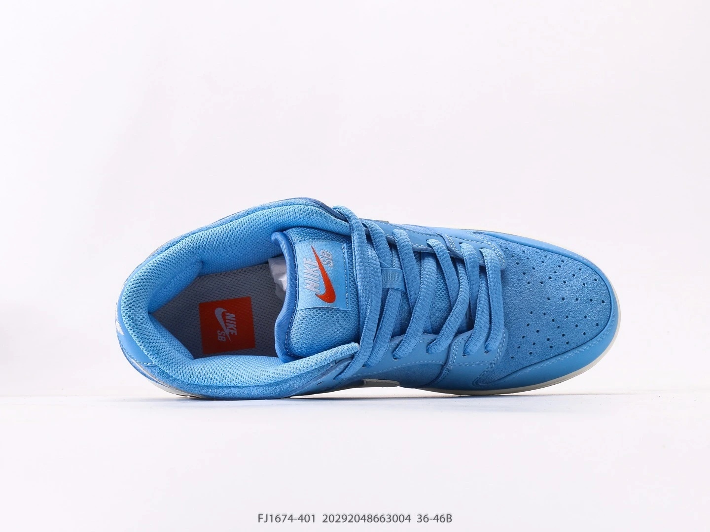 Nike SB Dunk Low Blue Suede Gum Sole Sneakers FJ1674-401