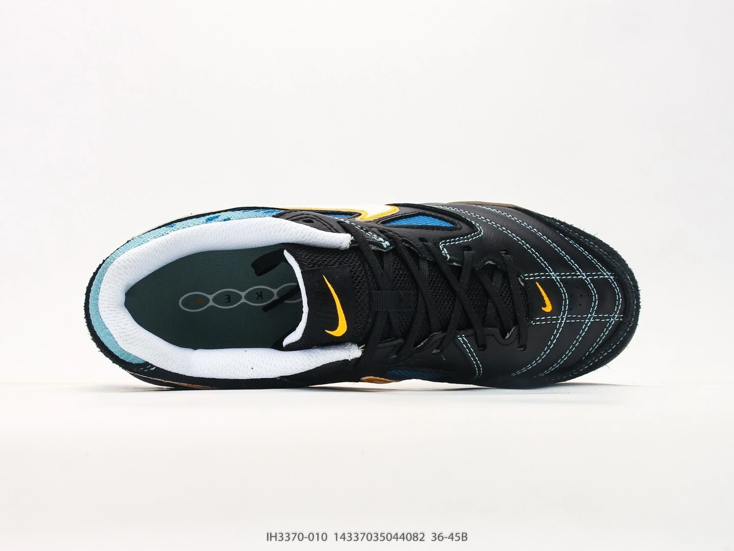 Nike Indoor Soccer Shoes Black Blue White Swoosh IH3370-010