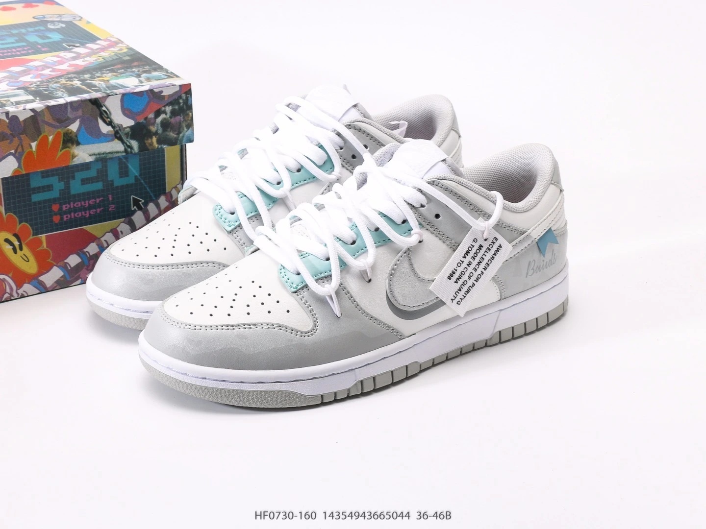 Nike Dunk Low Grey White Leather Sneakers HF0730-160