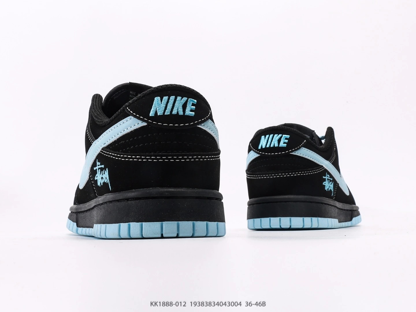Nike SB Dunk Low Stussy Black Light Blue Suede Sneakers KK1888-012