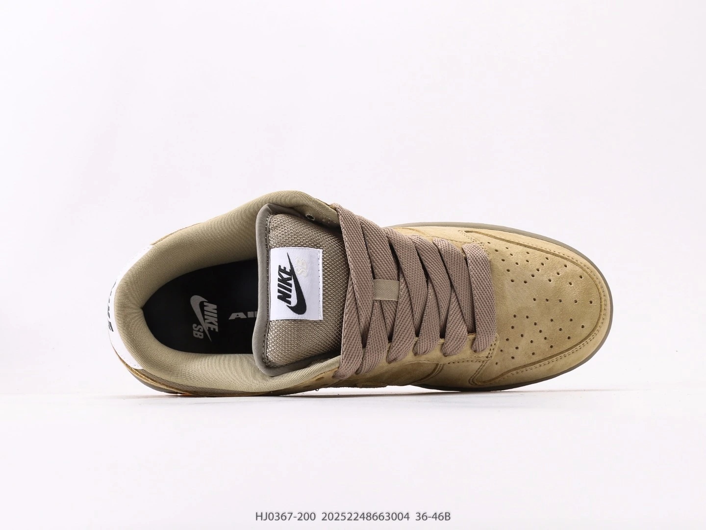Nike Dunk Low Casual Shoes Tan Suede Gum Sole HJ0367-200