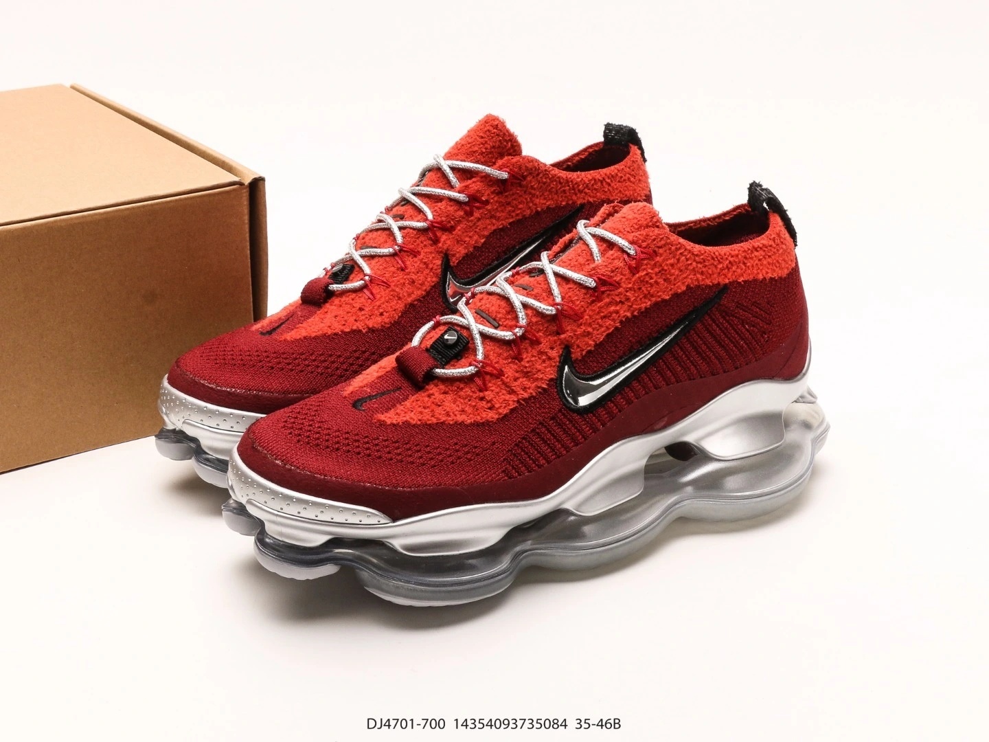 Nike Sneakers Red Knit Silver Accents DJ4701
