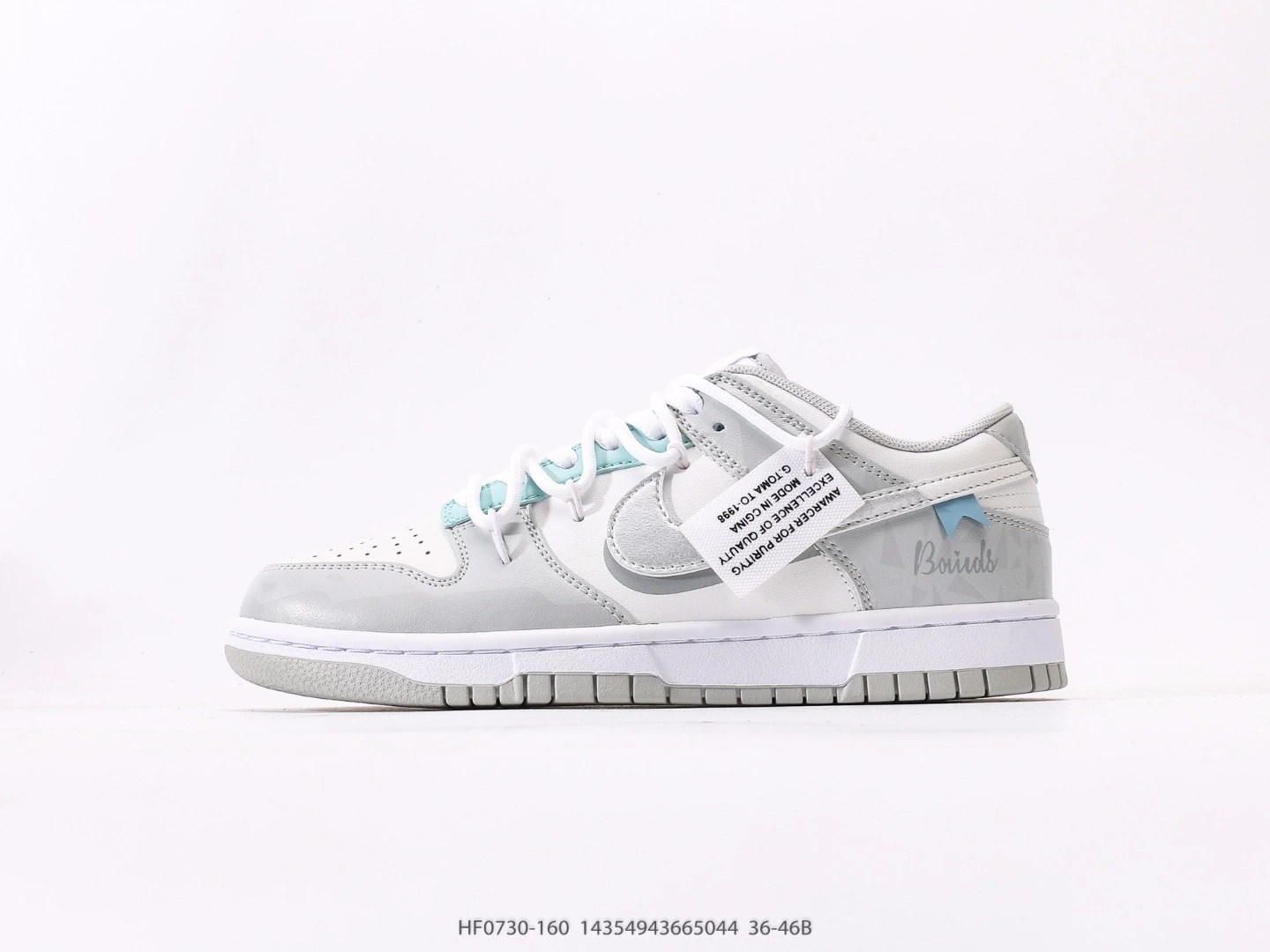 Nike Dunk Low Grey White Leather Sneakers HF0730-160