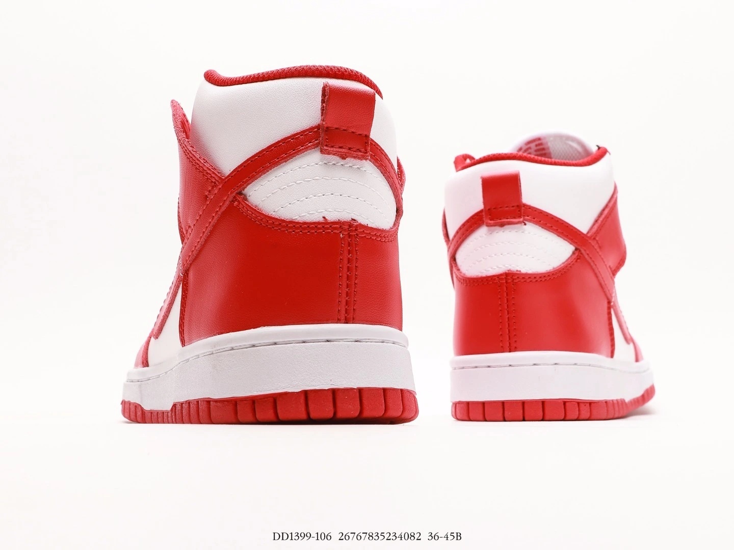 Nike Dunk High Top Sneakers Red White Leather DD1399-106