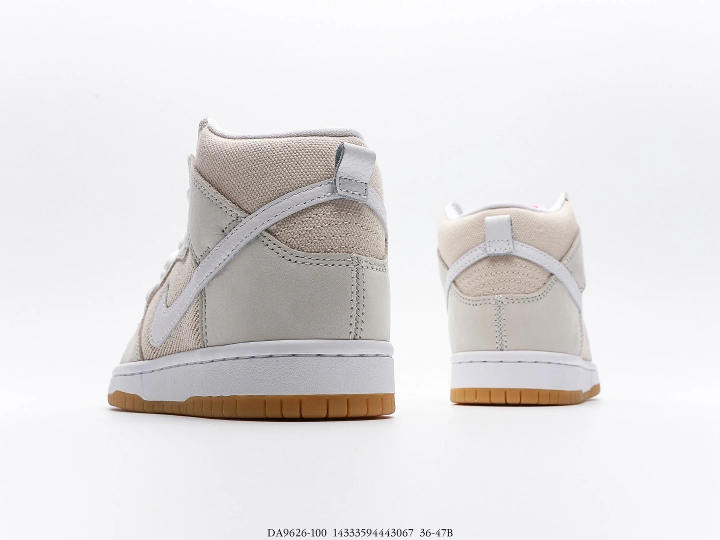 Nike SB Dunk High Top Sneakers Beige Textile Gum Sole DA9626-100