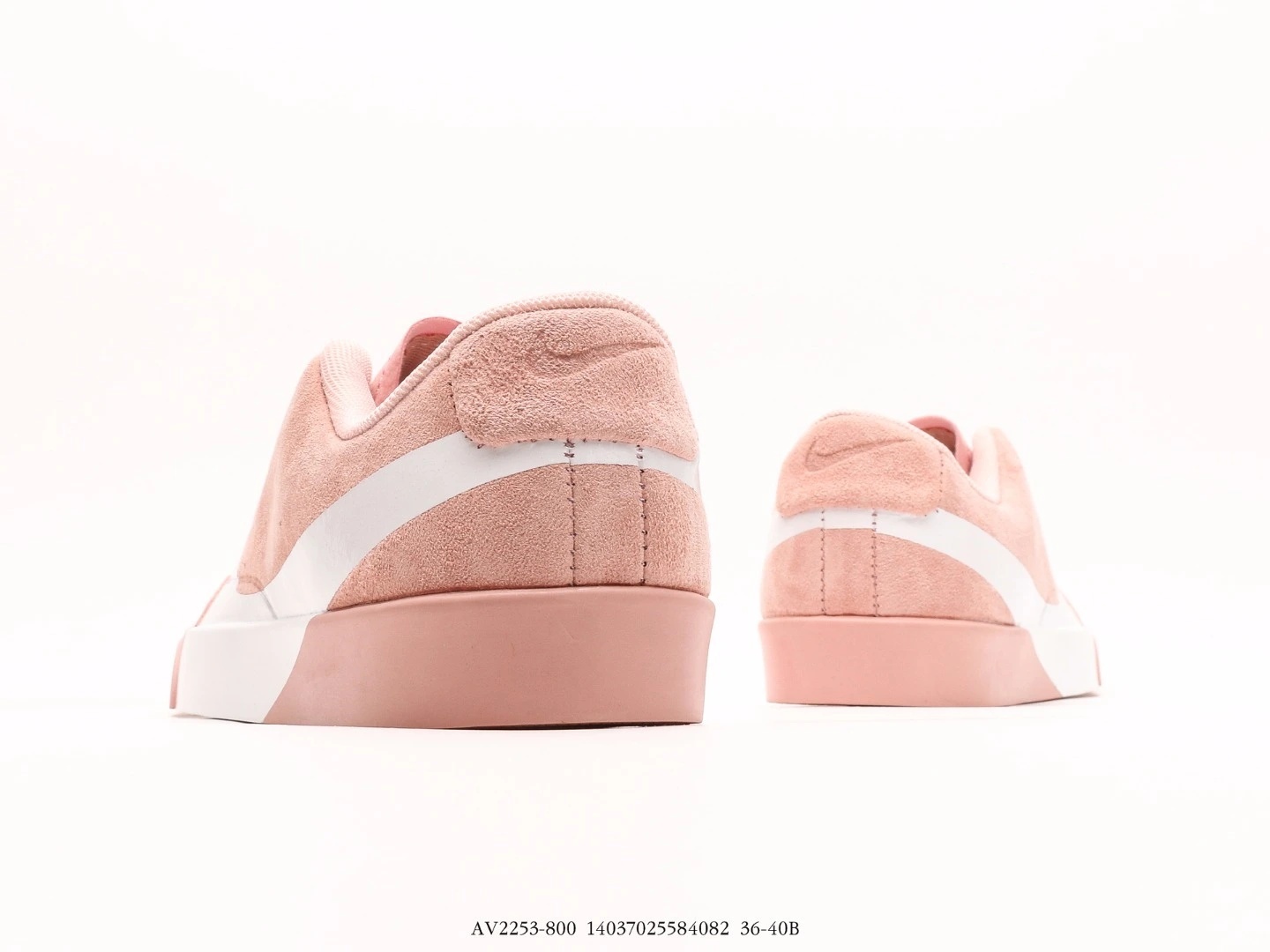 Nike Suede Low Top Sneakers Pink Suede White Swoosh AV2253