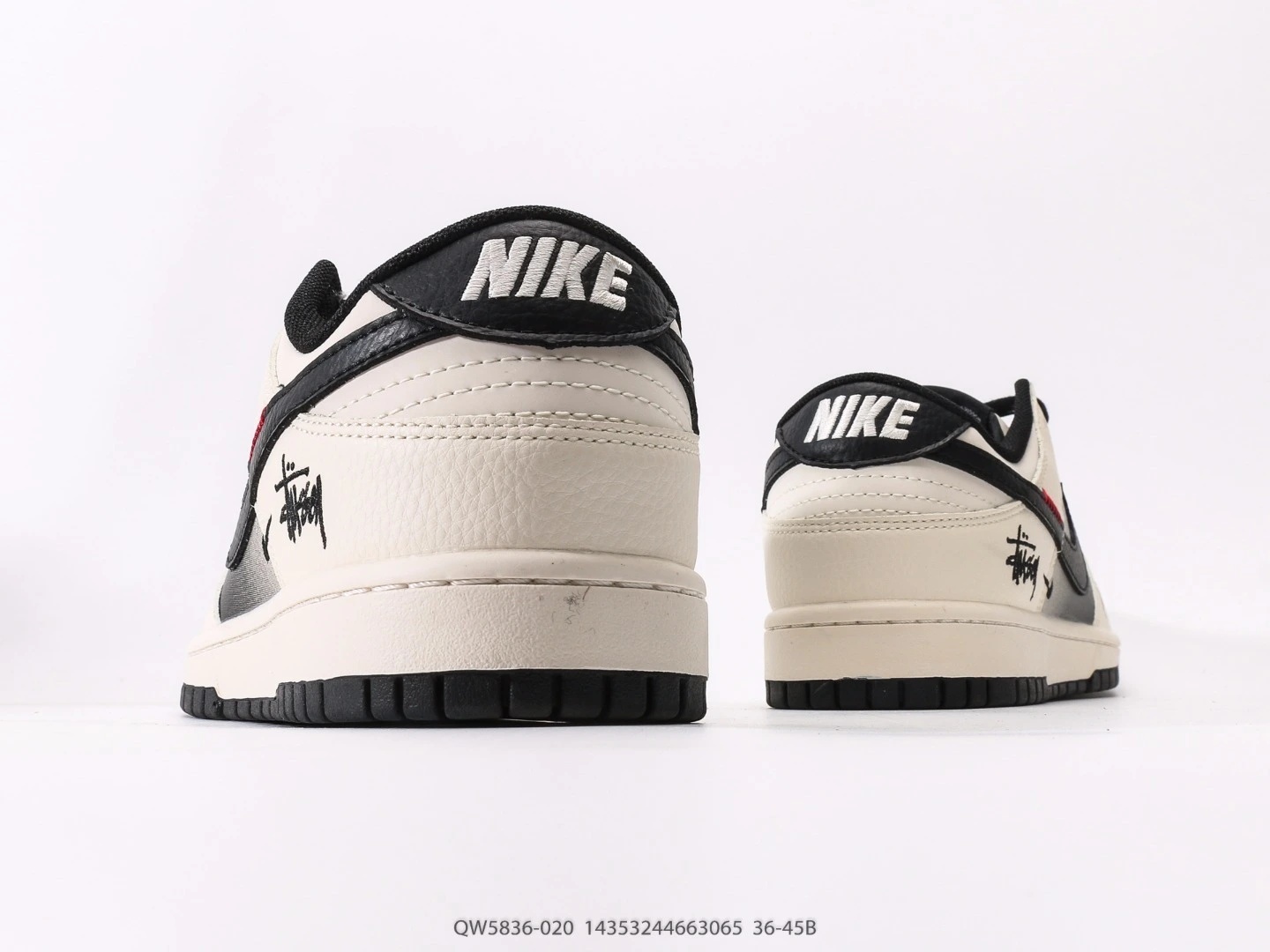 Nike Dunk Low White Black Stussy Collaboration Sneakers QW5836-020