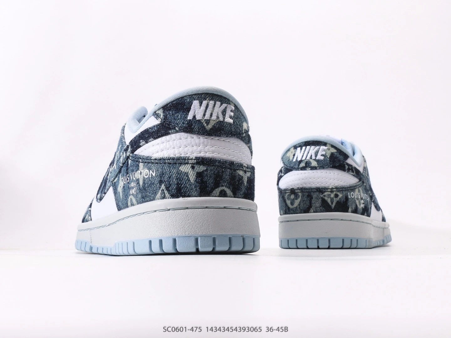 Nike Dunk Low Denim Monogram Sneakers White Blue SC0601-475