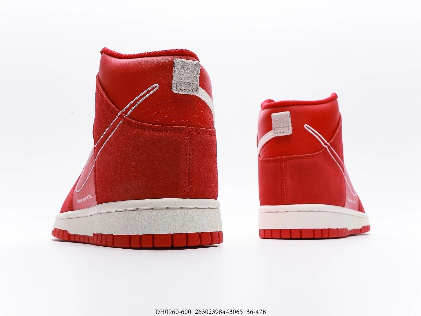Nike High Top Sneakers Red Suede White Swoosh First Use June 18 1971