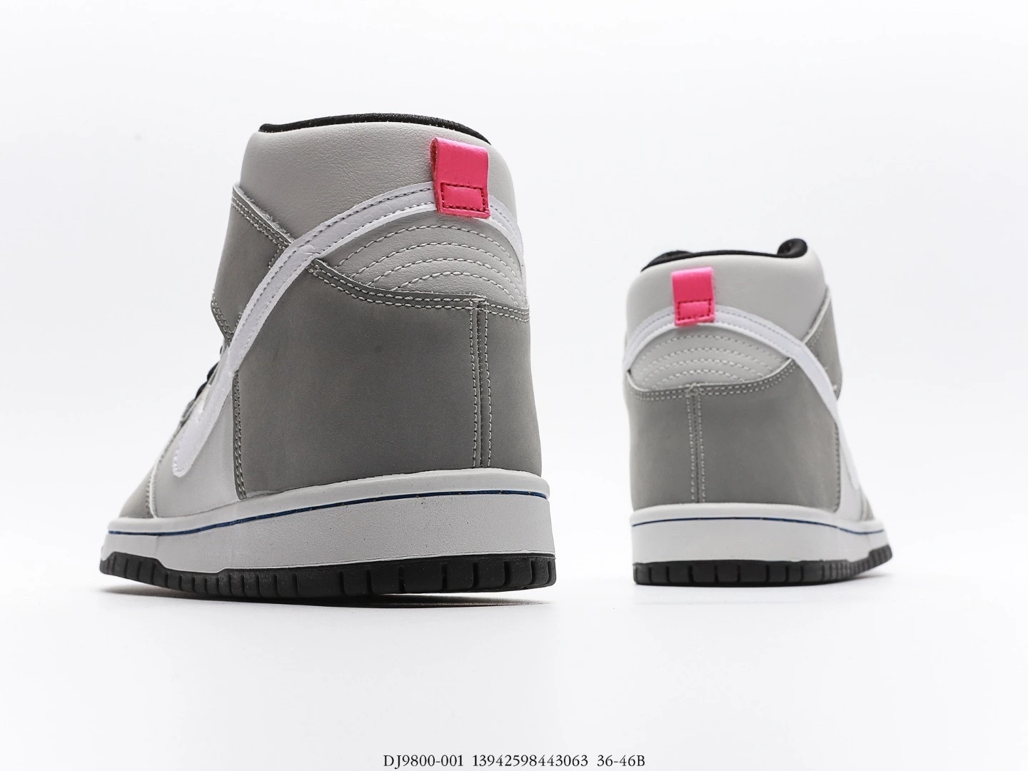 Nike SB Dunk High Top Grey White Leather Skate Shoes DJ9800-001