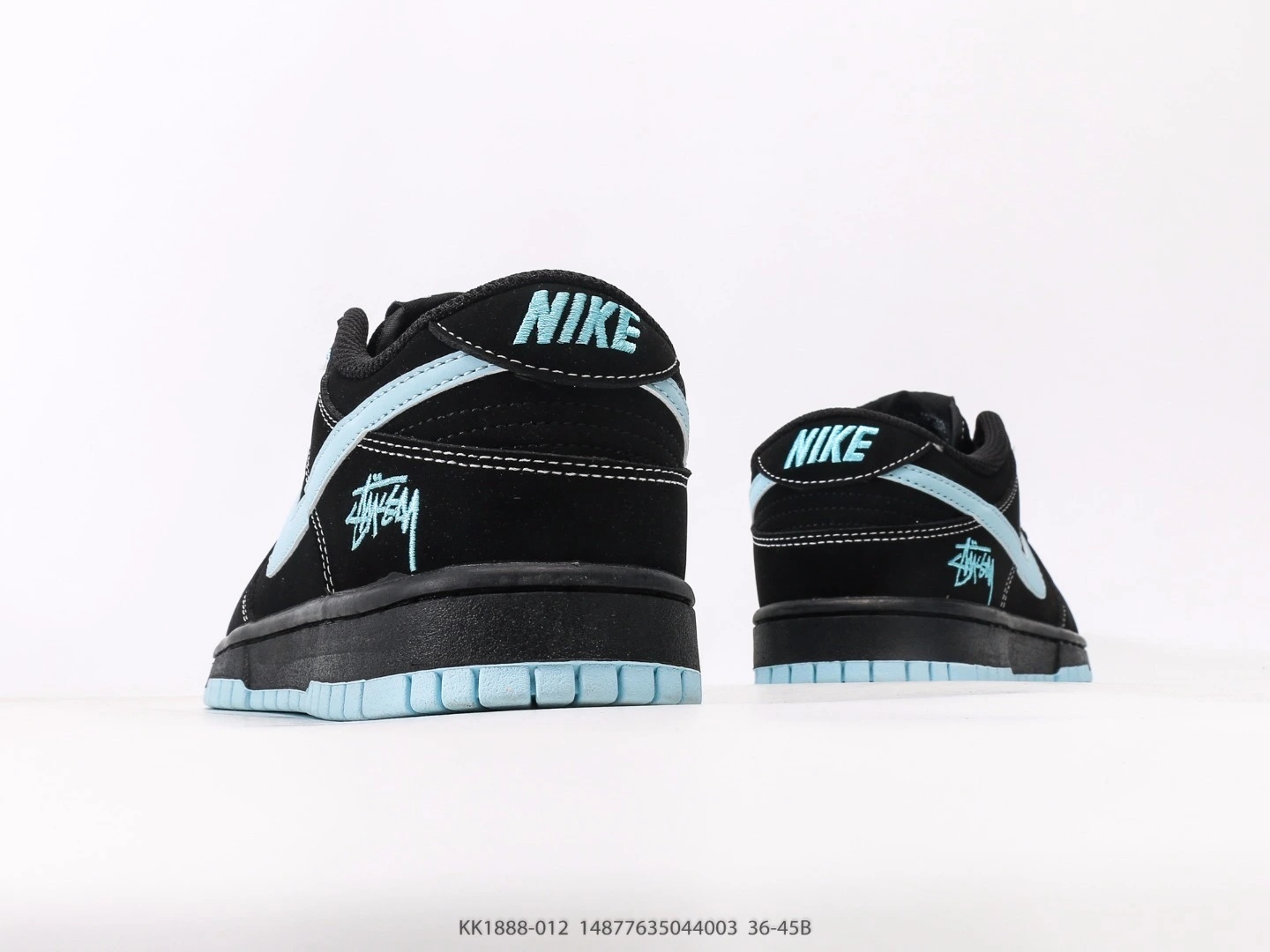 Nike SB Dunk Low Light Blue Stussy Collaboration Black Suede