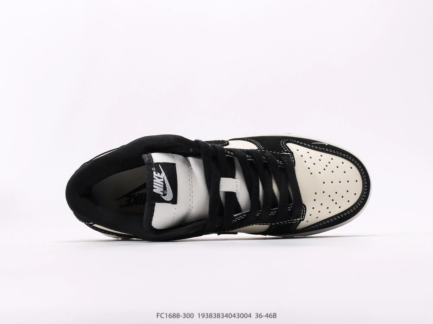 Nike Dunk Low Black Cream Leather Low Top Sneakers FC1688-300