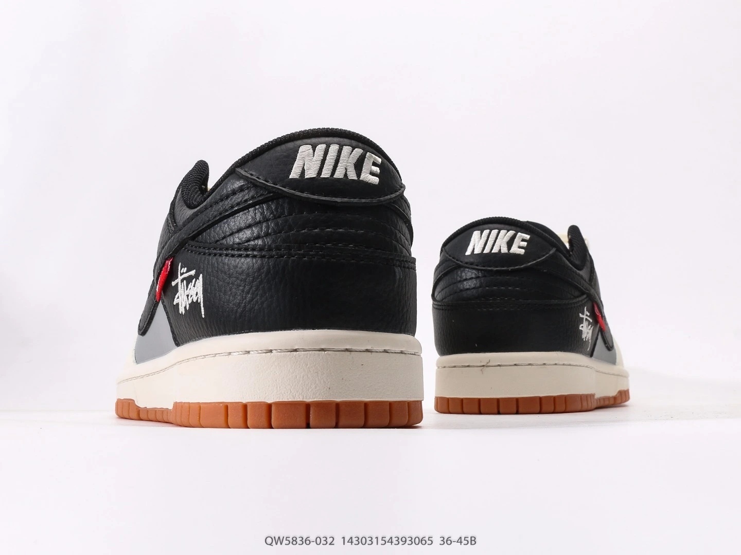 Nike Dunk Low Stussy Sneakers White Black Grey Gum Sole QW5836-032