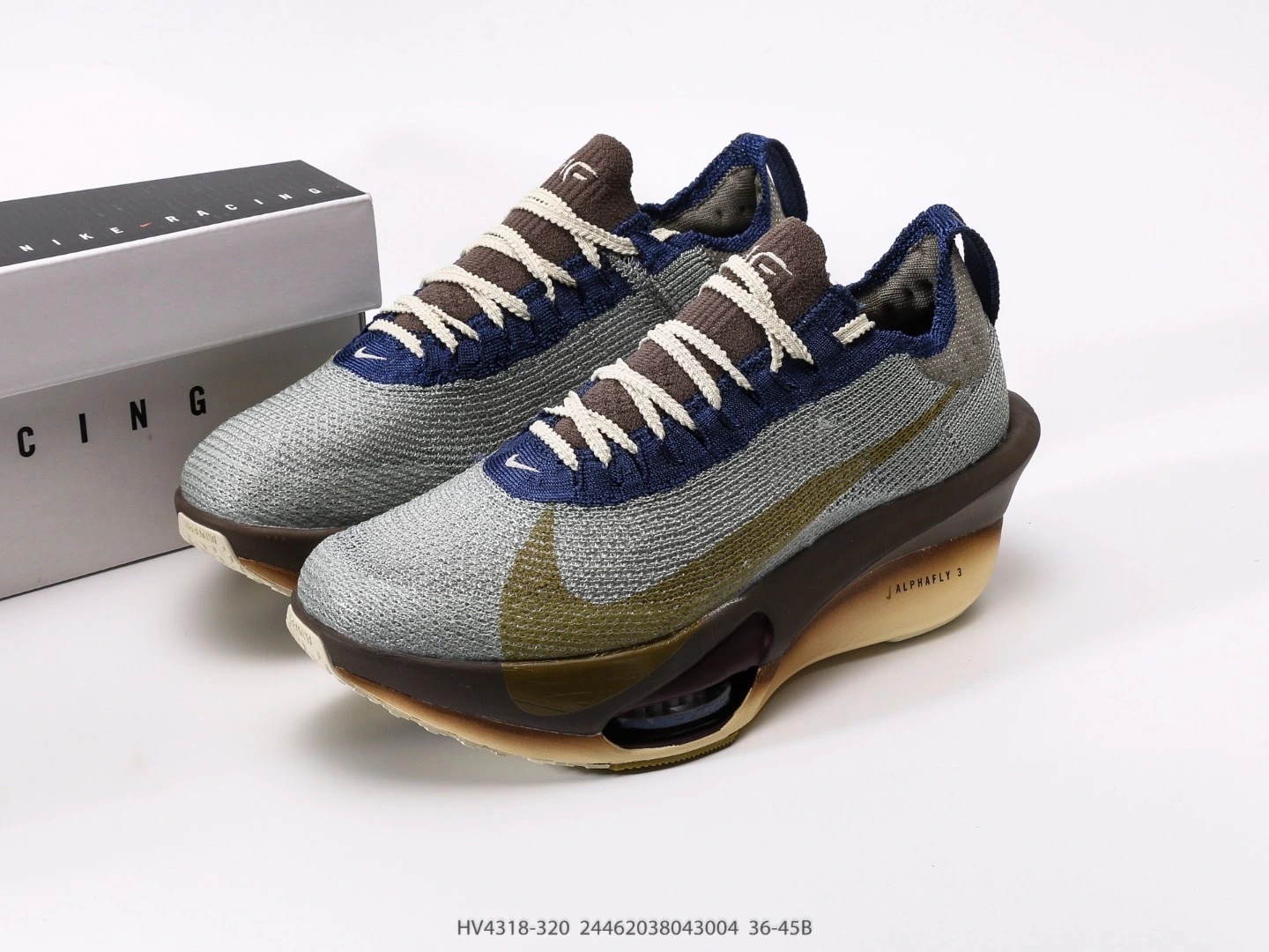 Nike Running Shoes Grey Blue Gold Swoosh HV4318-320