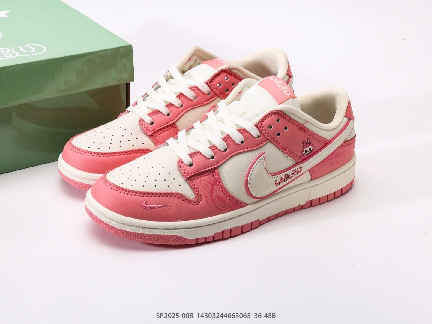 Nike Dunk Low Pink White Leather Sneakers SR2025-008