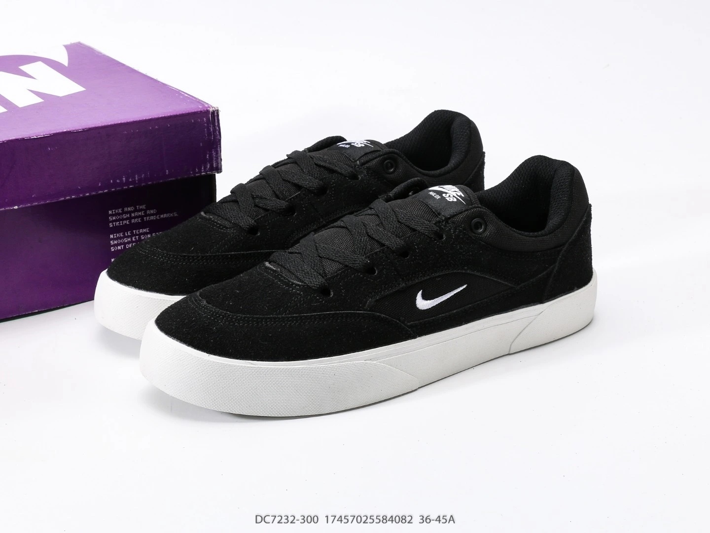 Nike Suede Skate Shoes Black White DC7232
