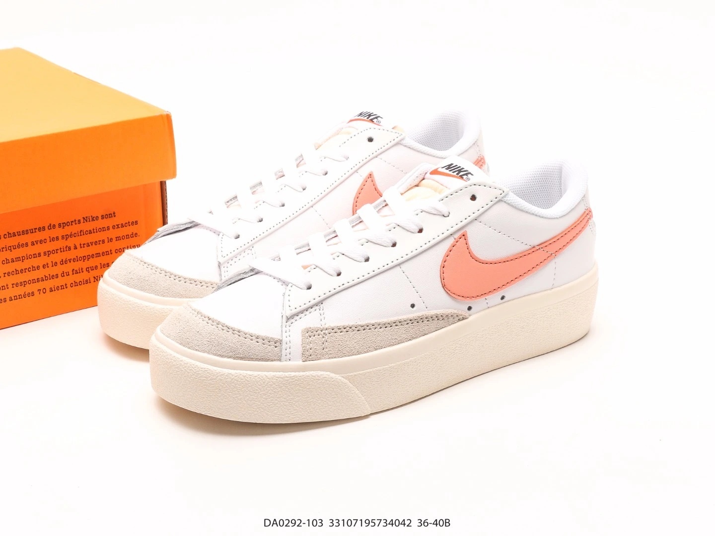 Nike Blazer Platform Sneakers White Coral Suede DA0292