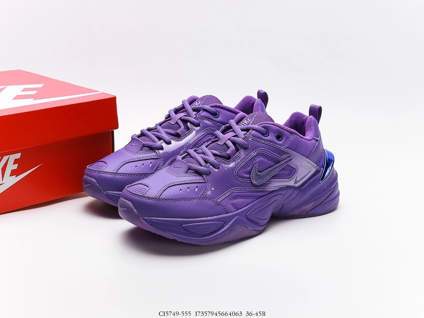 Nike Women’s M2K Tekno Sneakers Purple Leather Synthetic CI5749-555