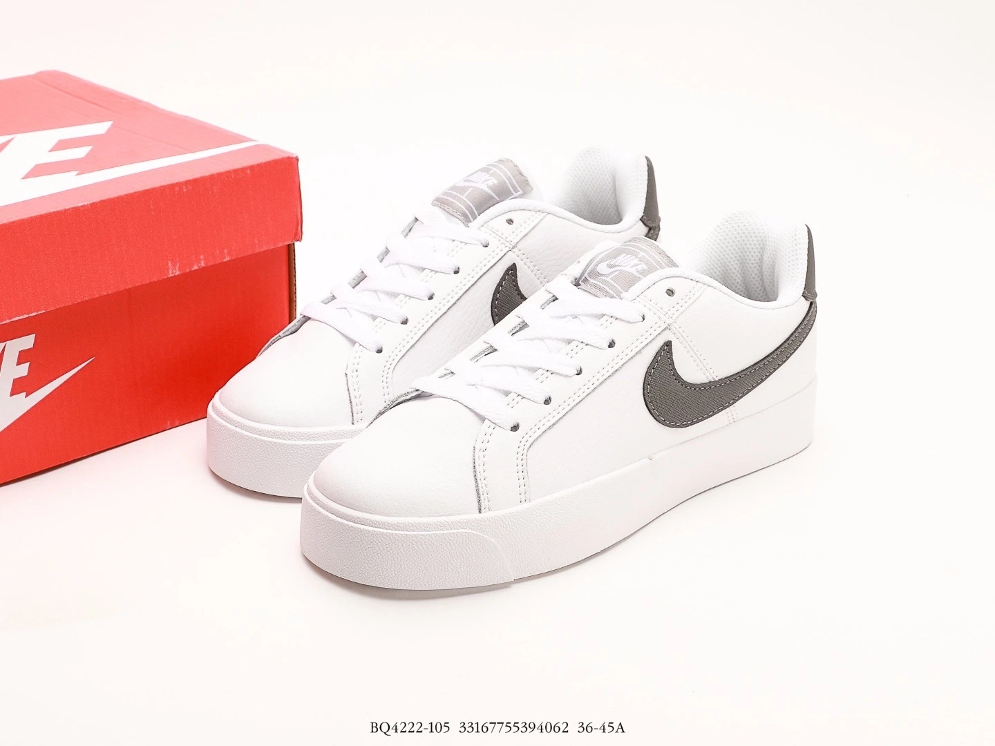 Nike Women’s Court Royale Platform Shoes White Grey BQ4222-105