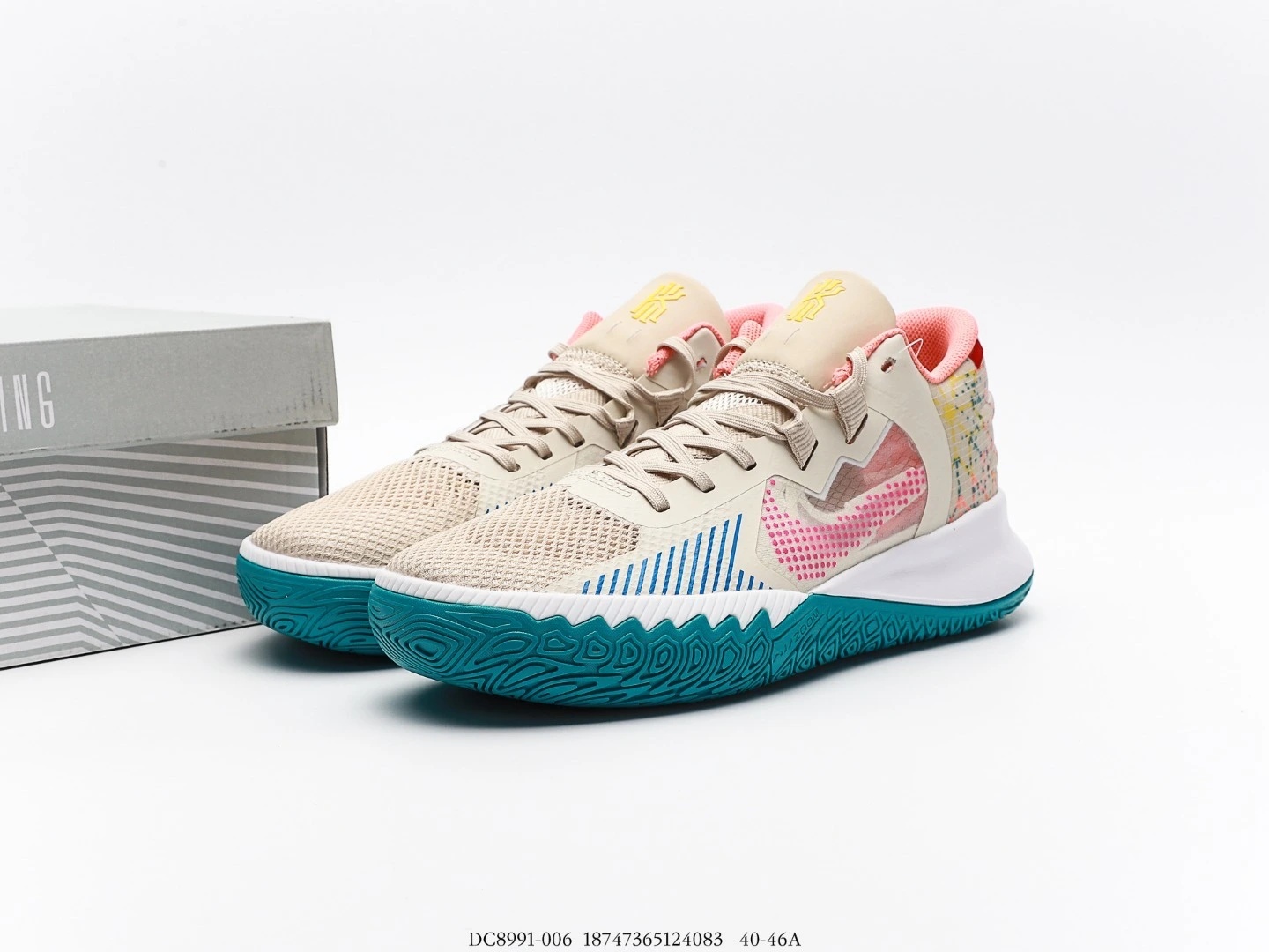 Nike Kyrie Low 5 Basketball Shoes Tan Pink Teal DC8991-006