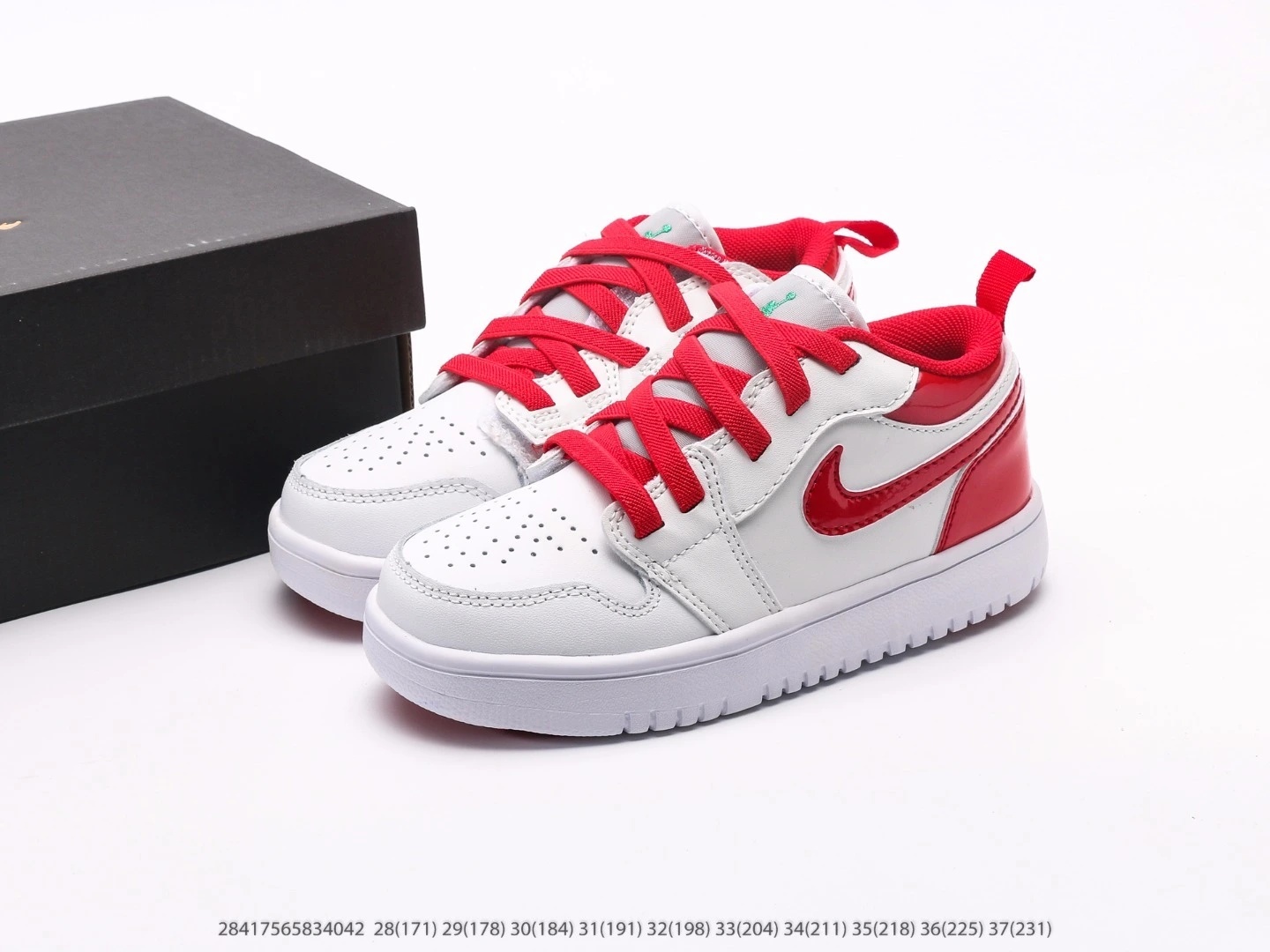 Nike Jordan 1 Low White Red Leather Sneakers