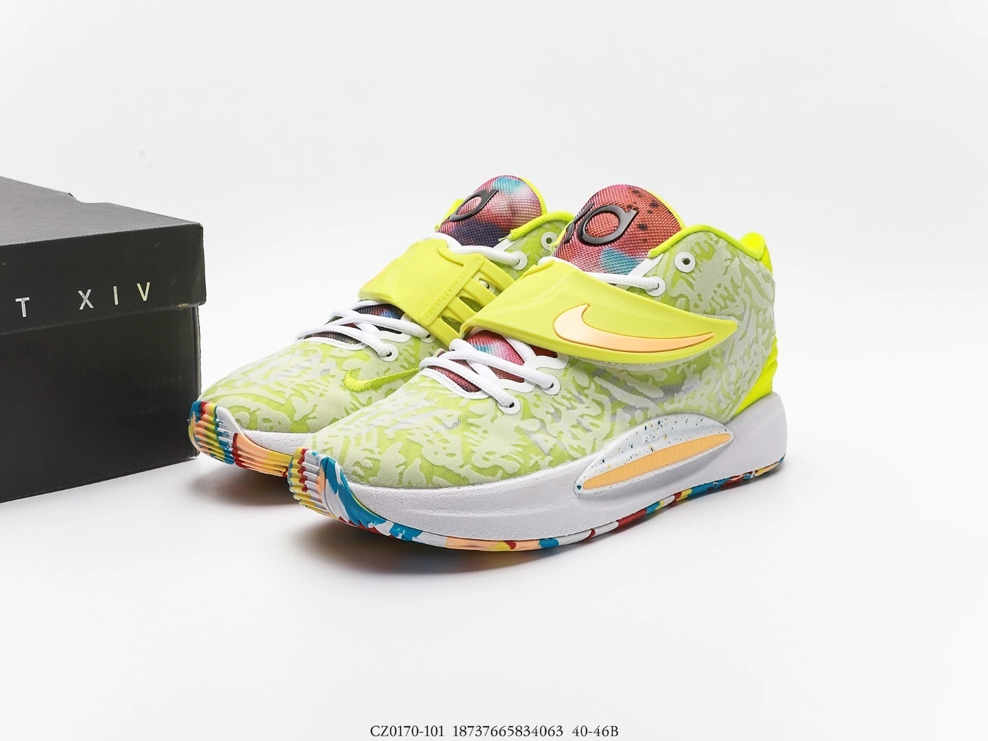 Nike KD 14 Basketball Shoes Light Green Multi-Color CZ0170-101