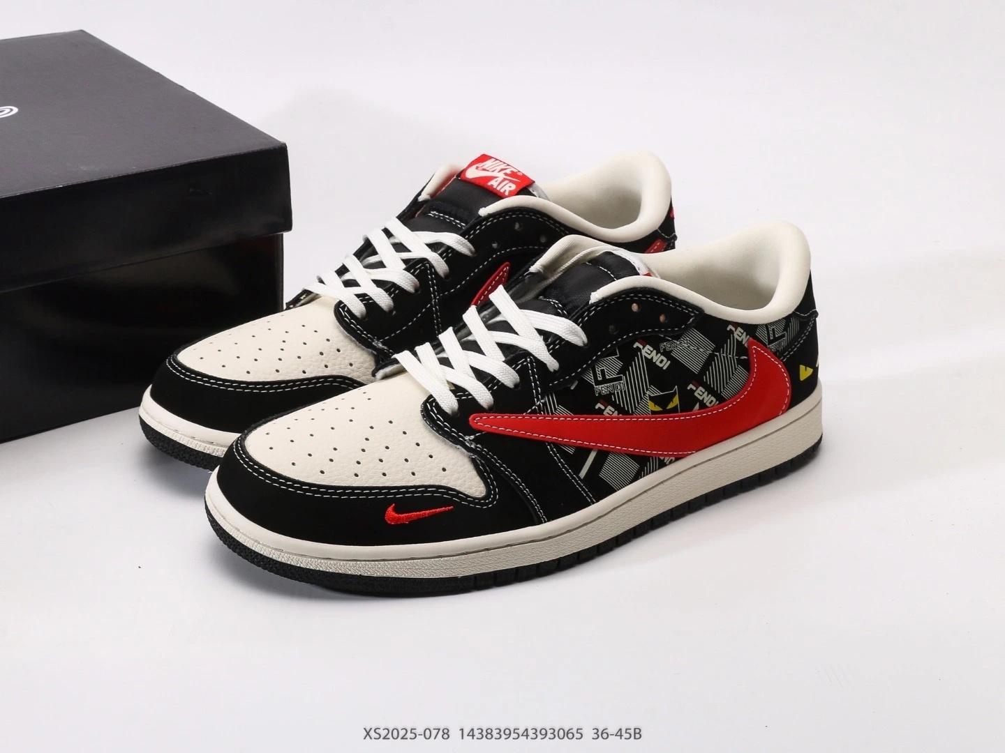 Nike Low Top Sneakers Black White Red Pattern XS2025-078