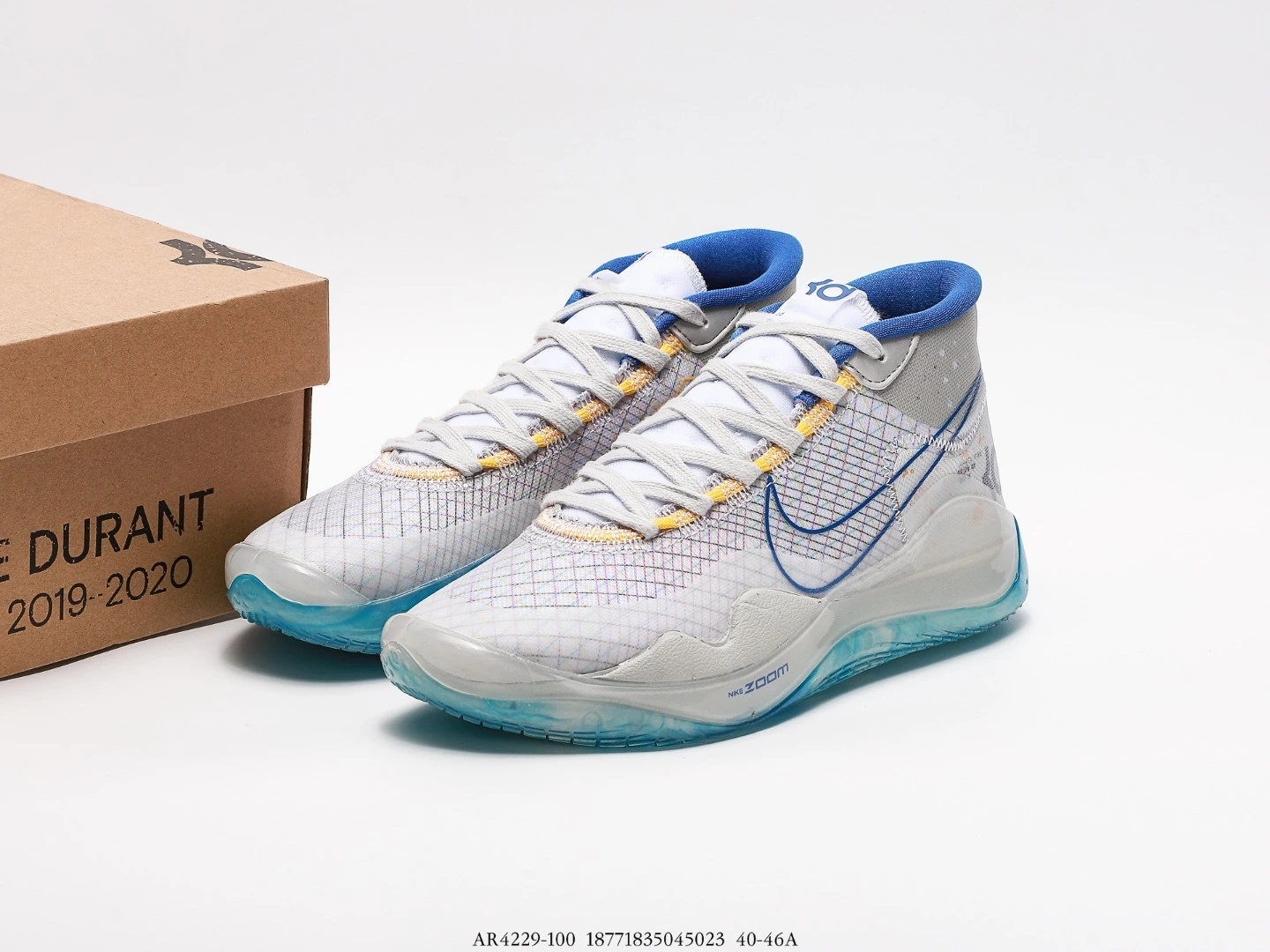 Nike Men’s Basketball Shoes White Blue Mid-Top Sneakers AR4229-100