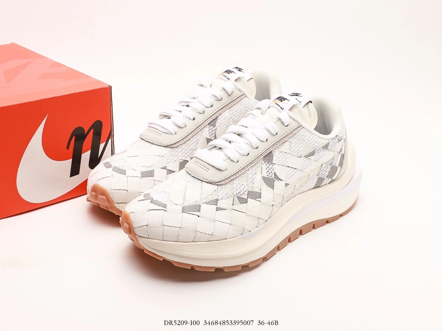 Nike Woven Sneakers White Checkerboard Pattern Rubber Sole DR5209-100