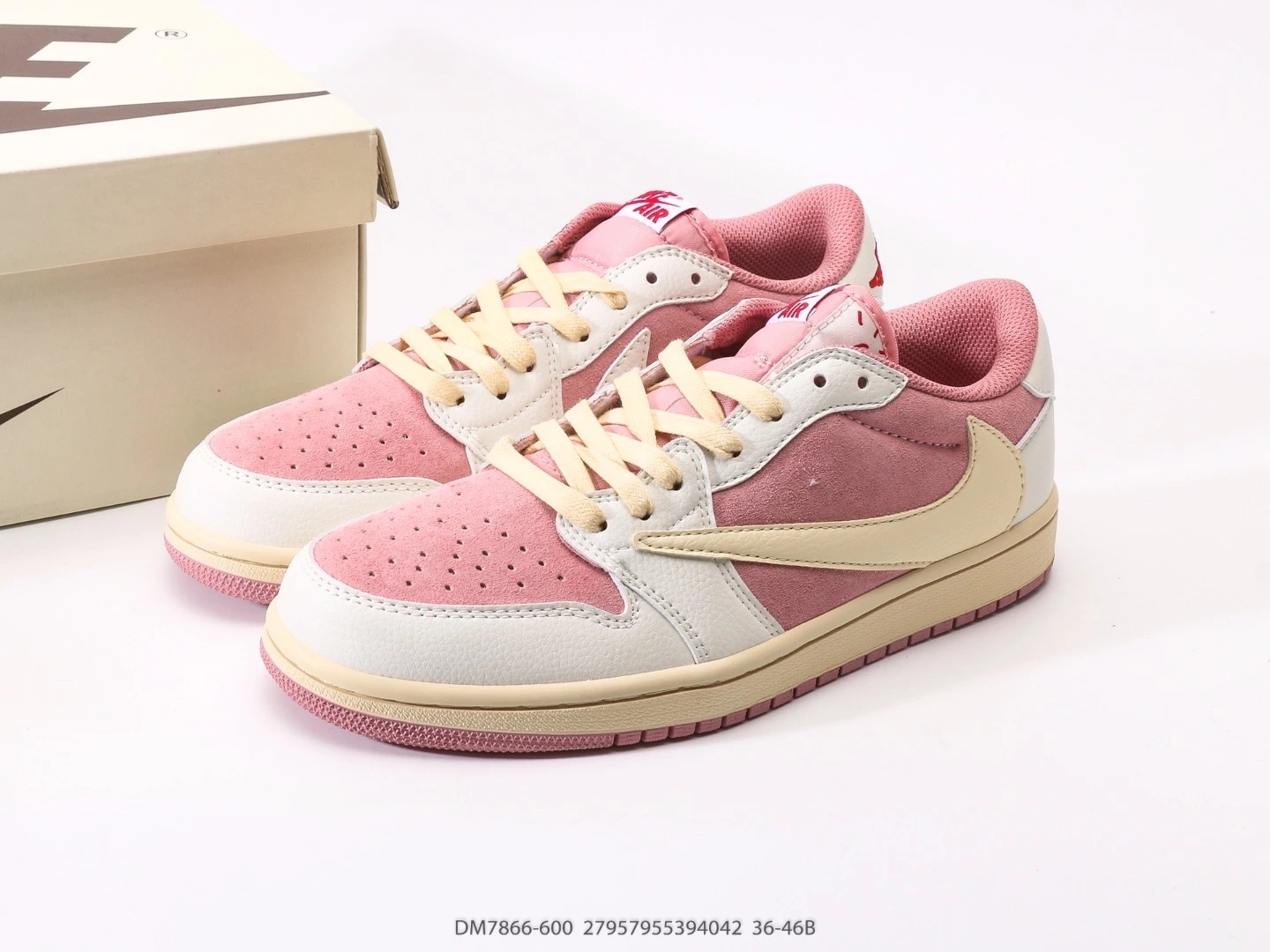Nike Low Top Sneakers Pink Suede Cream Leather DM7866-600