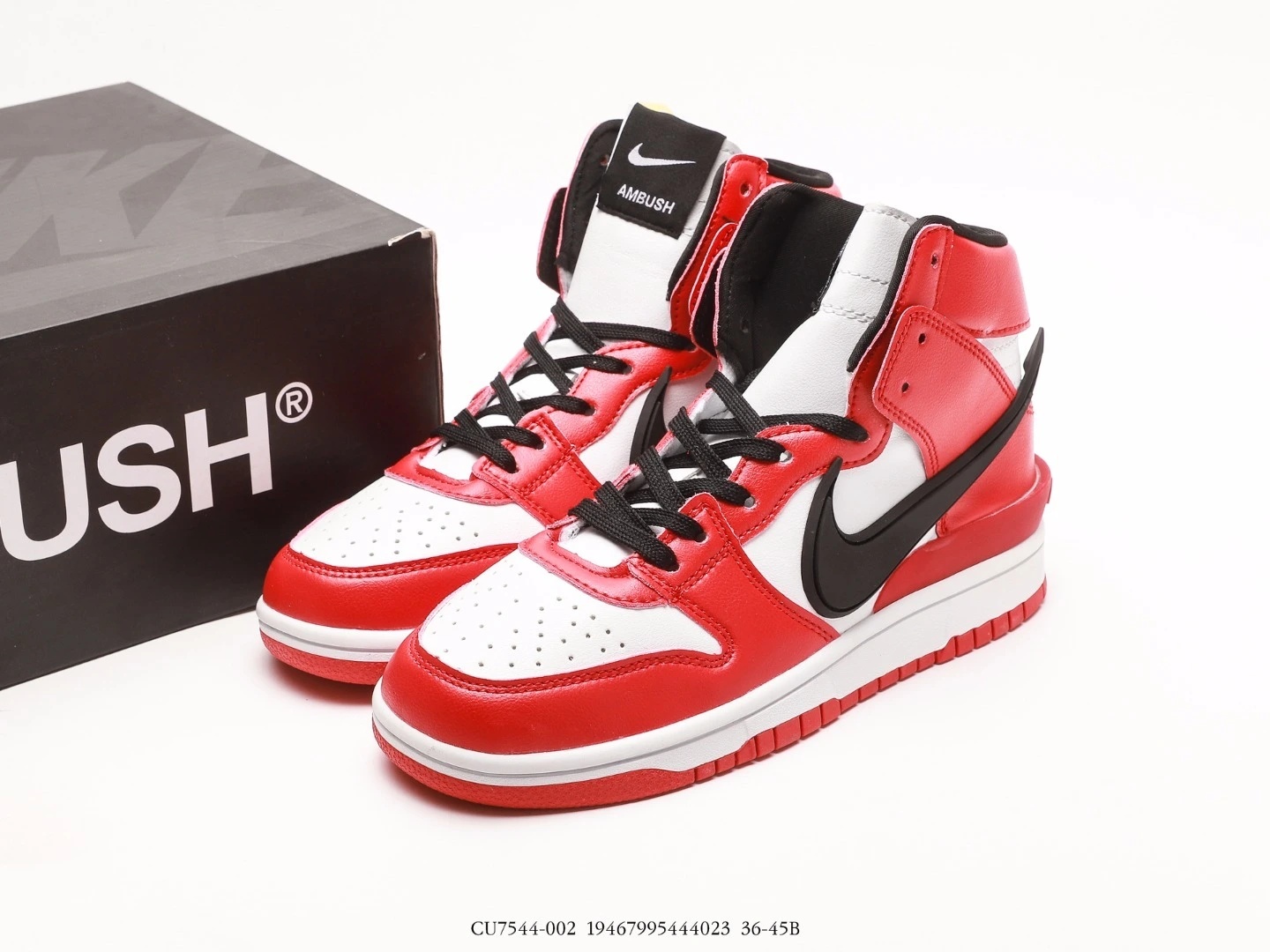Nike High Top Sneakers White Red Black Swoosh CU7544-002