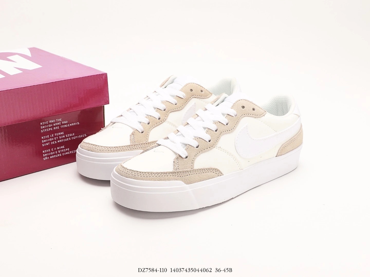Nike Women’s Low Top Sneakers White Suede Leather DZ7584-110